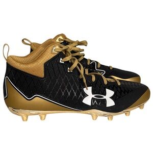 Under Armour Nitro Select Black Metallic Gold Low MC Football Cleats Mens 14